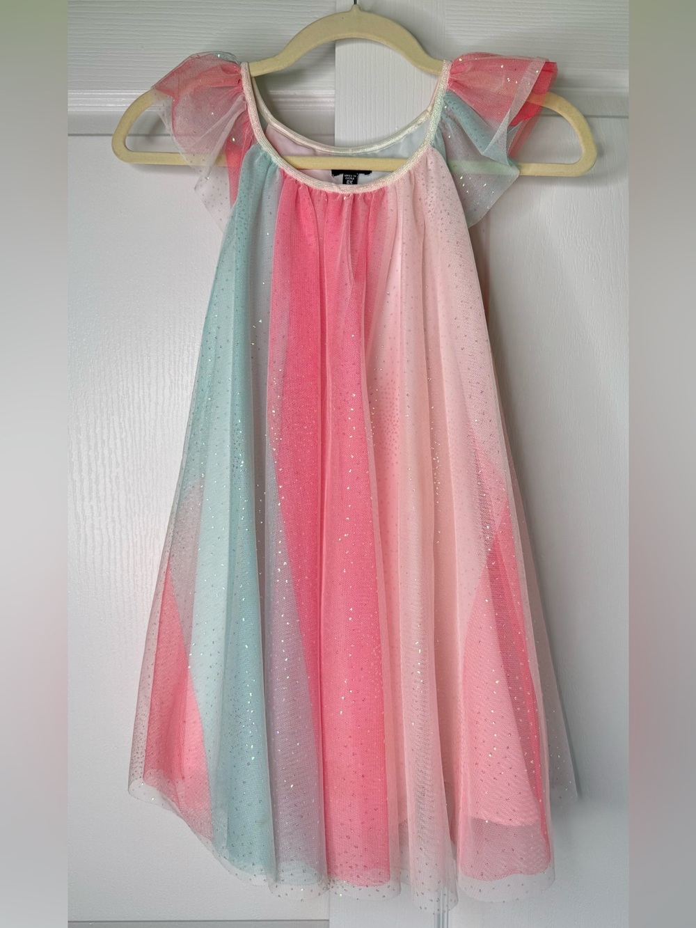 Girls Pastel Glitter Tulle Party Dress - Pink & Mint Size 6X